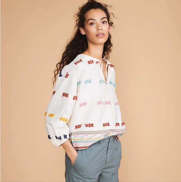 Lou & Grey Tops - NWT Lou & Grey Embroidered Textured Boho Colorful Top